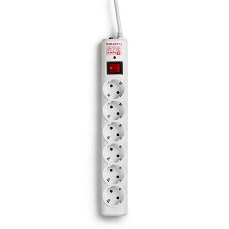 Salicru SPS SAFE Power Strip 6 Protetores Elétricos Ativos de Última Geração - 6 Tomadas Schuko - Cor Branca