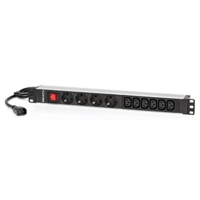 Unidade de distribuição de energia Salicru Power Strip SPS PDU - 4 tomadas Schuko e 6 tomadas IEC C13 - cor preta Unidade de distribuição de energia Salicru Power Strip SPS PDU - 4 tomadas Schuko e 6 tomadas IEC C13 - cor preta