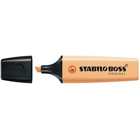 Marcador Fluorescente Stabilo Boss 70 Pastel - Linha entre 2 e 5mm - Recarregável - Tinta à base de água - Cor Laranja Pálido