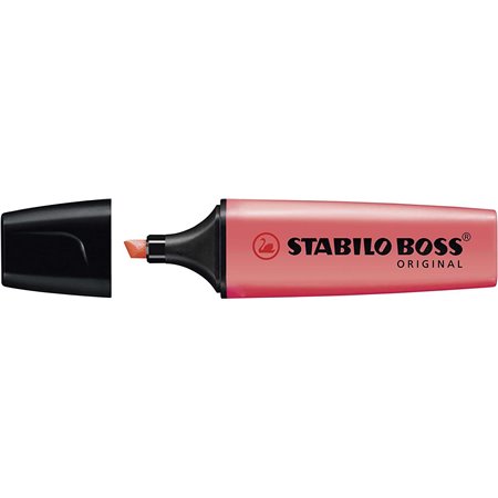 Marcador Fluorescente Stabilo Boss 70 Pastel - Linha entre 2 e 5mm - Recarregável - Tinta à base de água - Cor Vermelho Coral Me