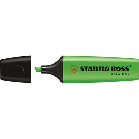 Caneta Marcadora Fluorescente Stabilo Boss 70 - Linha entre 2 e 5mm - Recarregável - Tinta à Base de Água - Cor Verde Fluorescen