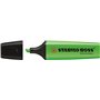 Caneta Marcadora Fluorescente Stabilo Boss 70 - Linha entre 2 e 5mm - Recarregável - Tinta à Base de Água - Cor Verde Fluorescen