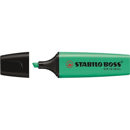 Caneta Marcadora Fluorescente Stabilo Boss 70 - Linha entre 2 e 5mm - Recarregável - Tinta à base de água - Cor turquesa fluores