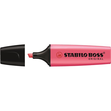 Caneta Marcadora Fluorescente Stabilo Boss 70 - Linha entre 2 e 5mm - Recarregável - Tinta à base de água - Cor rosa fluorescent