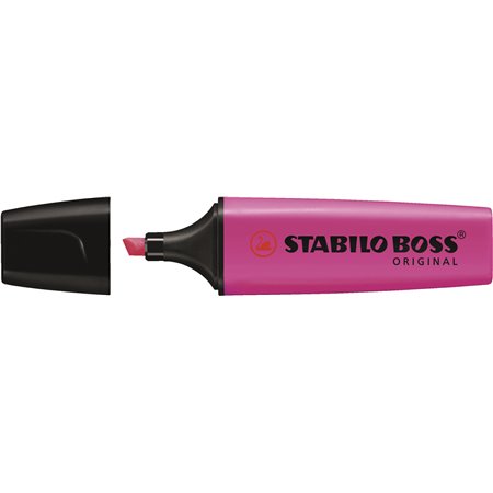 Caneta Marcadora Fluorescente Stabilo Boss 70 - Linha entre 2 e 5mm - Recarregável - Tinta à base de água - Cor magenta fluoresc