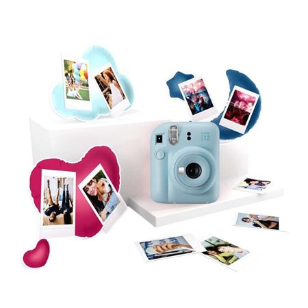 Fujifilm Pack Melhores Memórias Instax Mini 12 Câmera Instantânea Azul Pastel + Instax Mini Film 10 unidades. + 3 Molduras para 