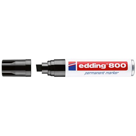 Marcador Permanente Edding 800 - Ponta Cinzel - Linha entre 4 e 12 mm. - Recarregável - Secagem Instantânea - Cor Preta