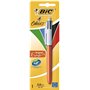 Caneta esferográfica retrátil fina original Bic 4 cores - ponta fina de 0,8 mm - tinta à base de óleo - corpo vermelho/branco - 