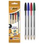 Bic Cristal Pacote Original de 4 Canetas Esferográficas - Ponta Redonda de 1,0mm - Curso de 0,4mm - Tinta à Base de Óleo - Cores