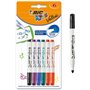 Bic Kids Mini Velleda Pacote de 6 marcadores de quadro branco - Ponta bloqueada - Tinta à base de álcool - Apagamento ideal - Co