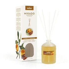 Ambientador Prady Mikado Canela e Laranja - Frasco de Vidro 100ml e Varinhas Difusoras Ambientador Prady Mikado Canela e Laranja - Frasco de Vidro 100ml e Varinhas Difusoras