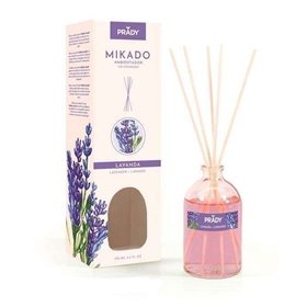 Ambientador Prady Lavender Mikado - Frasco de vidro de 100ml e varinhas difusoras Ambientador Prady Lavender Mikado - Frasco de vidro de 100ml e varinhas difusoras