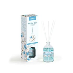 Ambientador de algodão Prady Mikado - frasco de vidro de 100 ml e varinhas difusoras Ambientador de algodão Prady Mikado - frasco de vidro de 100 ml e varinhas difusoras