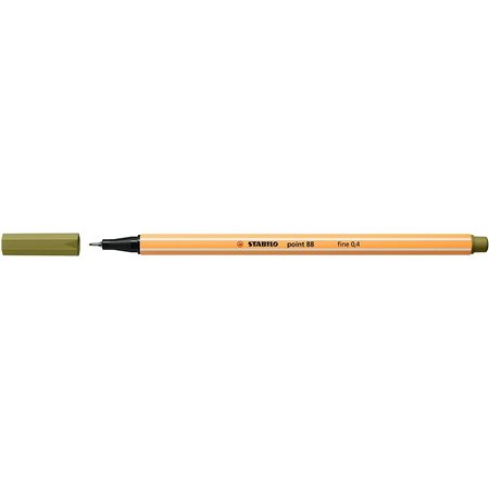 Marcador de ponta de fibra fina Stabilo Point 88 - linha 0,4 mm - tinta à base de água - cor verde lama