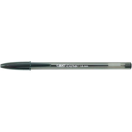 Caneta esferográfica grande Bic Cristal - Ponta grossa de 1,6 mm - Curso de 0,60 mm - Tinta à base de óleo - Translúcida - Cor p