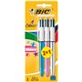 Bic 4 Colors Shine 2+1 Pacote de 3 Canetas Esferográficas Retráteis - Ponta Média 1,0mm - Tinta à Base de Óleo - Corpo em Cores 