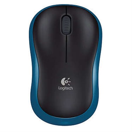 Logitech M185 Wireless Mouse 1000dpi - 3 Botões - Uso Ambidestro - Cor Preto/Azul