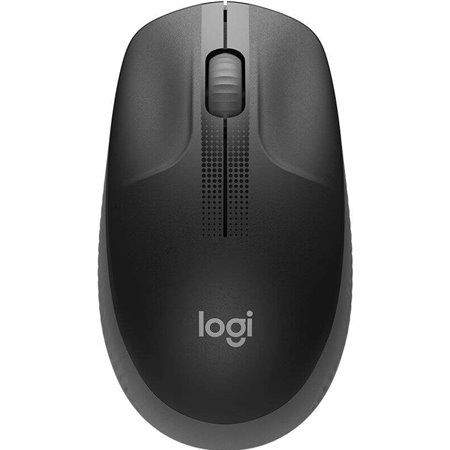 Logitech M190 Mouse USB sem fio de tamanho completo 1000dpi - 3 botões - Tamanho grande - Uso ambidestro - Cor preto/cinza escur