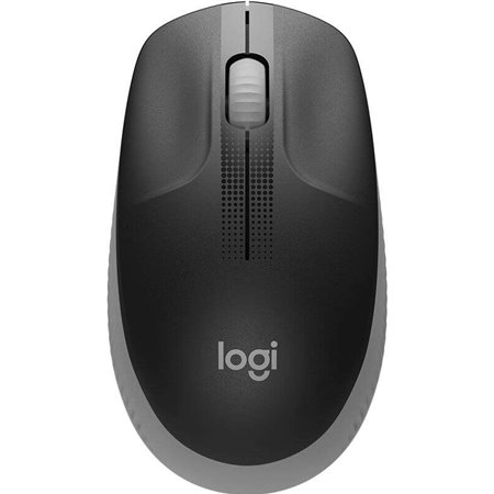 Logitech M190 Mouse USB sem fio de tamanho completo 1000dpi - 3 botões - Tamanho grande - Uso ambidestro - Cor preto/cinza claro