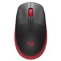 Logitech M190 Mouse USB sem fio de tamanho completo 1000dpi - 3 botões - Tamanho grande - Uso ambidestro - Cor Preto/Vermelho