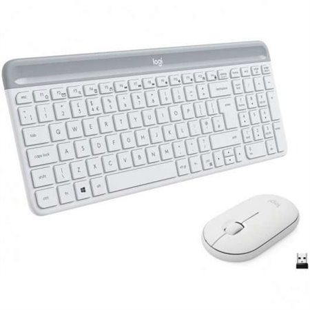 Logitech MK470 Slim Pack Teclado USB sem fio 12 teclas FN + mouse 1000dpi 3 botões - Ultrafino - Silencioso - Uso ambidestro - C