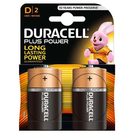 Pilhas alcalinas D Duracell MN1300B2 LR20 1,5V Plus Power (2 unidades)