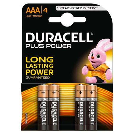 Pilhas Alcalinas Duracell MN2400B4 AAA LR03 1,5V Plus Power (4 unidades)