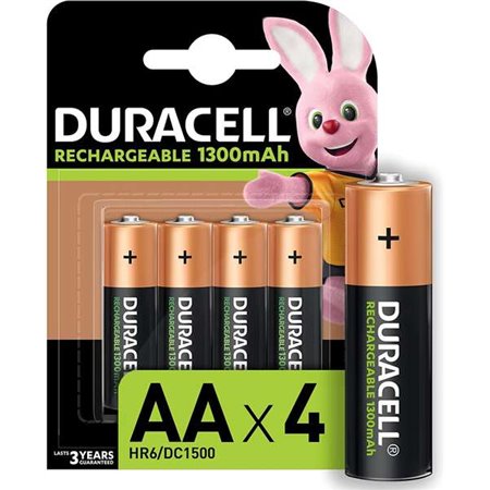 Pilhas recarregáveis Duracell NiHM AA LR6 1,2V 1300mAh - pré-carregadas - 4 unidades