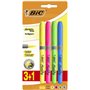 Pacote Bic Highlighter Grip de 4 marcadores fluorescentes - tinta à base de água - ponta cinzel - linha entre 1,60 e 3,30 mm - c