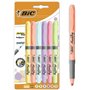 Pacote Bic Highlighter Grip de 6 marcadores fluorescentes pastel - tinta à base de água - ponta de cinzel - linha entre 1,60 e 3