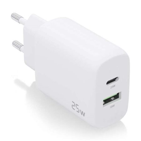 Carregador Aisens 25W - 1xUSB-C PD3.0 - 1xUSB-A QC3.0 - Branco