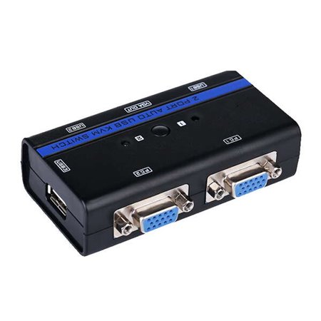 Aisens 1U-2PC USB VGA KVM Switch + Cabo - Preto