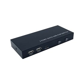 Switch Aisens HDMI KVM 4K@60HZ USB 1U-2PC com fonte de alimentação - cor preta