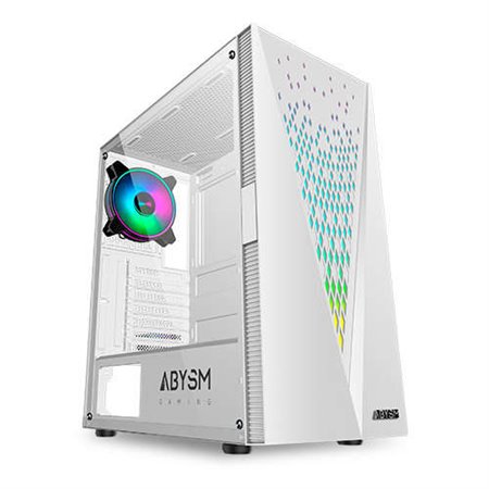 Abysm Gaming Danube Kolpa White ARGB ATX, ITX, gabinete torre micro ATX - Lado de vidro temperado - 3,5" e 2,5" - USB-A 2.0/3.2 