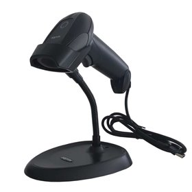 Leitor de código de barras USB aproximadamente 1D com suporte - Indicador LED, bip - Velocidade 300 vezes por segundo - Cor pret Leitor de código de barras USB aproximadamente 1D com suporte - Indicador LED, bip - Velocidade 300 vezes por segundo - Cor pret