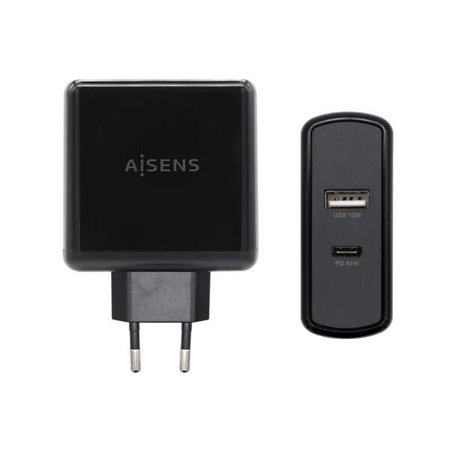 Carregador de smartphone Aisens 57W 1x USB-C PD3.0 45W, 1x USB-A 5V/2.4A 12W