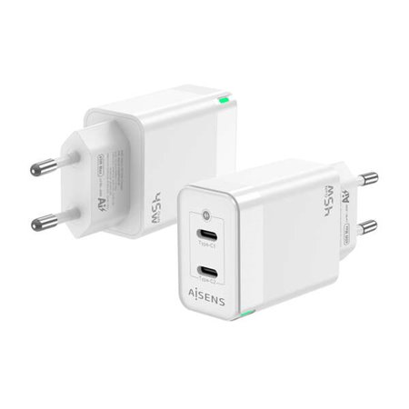 Carregador Aisens GAN 45W - 2xUSB-C PD3.0 QC4.0 - Branco