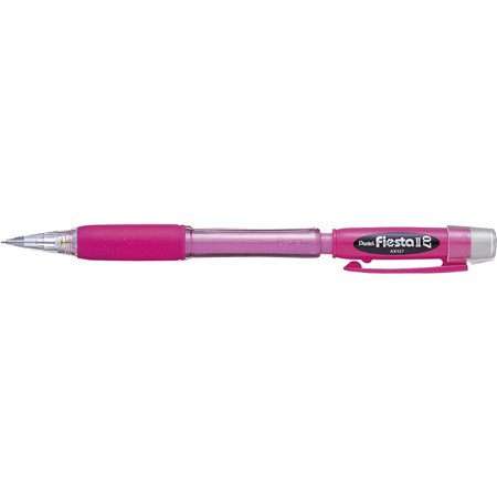 Lápis Mecânico Pentel Fiesta II HB 0,7mm com Borracha - Inclui 2 Recargas - Punho de Borracha - Design Ergonômico - Cor Rosa