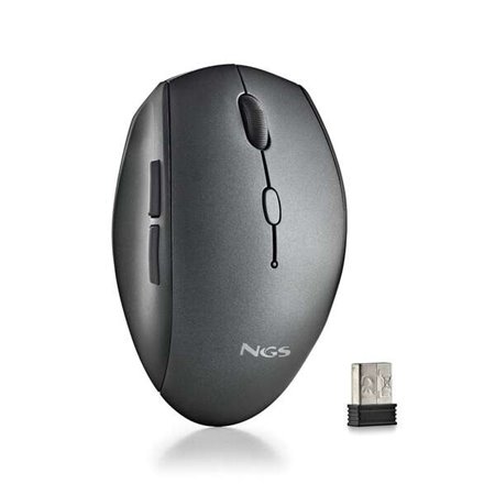 Mouse ergonômico sem fio NGS - 5 botões - Teclas silenciosas - Roda de rolagem - Conexão 2,4 Ghz - DPI ajustável - Cor preta