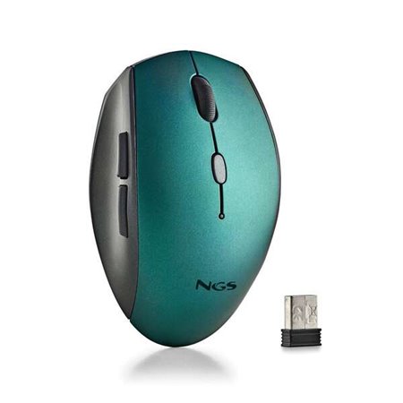 Mouse ergonômico sem fio NGS para laptops e computadores - 5 botões e roda de rolagem - teclas silenciosas - cor azul