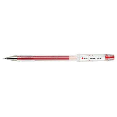 Caneta Gel Pilot G-Tec C4 - Extra Fina - Recarregável - Ponta Esférica de 0,4mm - Curso de 0,2mm - Cor Vermelha