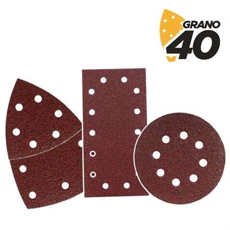 Pacote Blim de 9 Lixas Velcro para Lixadeira BL0151 - Grão 40 - 3 Formatos