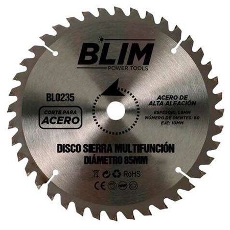 Disco de corte de aço Blim para serra multifuncional 85mm - 80 dentes com revestimento de carboneto de tungstênio