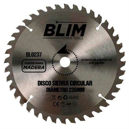 Disco de corte de madeira Blim para serra 235mm - 60 dentes com revestimento de carboneto de tungstênio