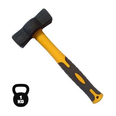 Martelo de Aço Carbono Forjado Blim - Cabeça de 1 Kg - Superfície Temperada - Cabo de Fibra de Vidro - Formato Ergonômico - Fixa