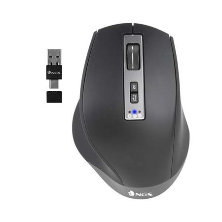 NGS Blur-RB Mouse USB Bluetooth multidispositivo sem fio 3200dpi - 5 botões - Uso com a mão direita - Bateria recarregável