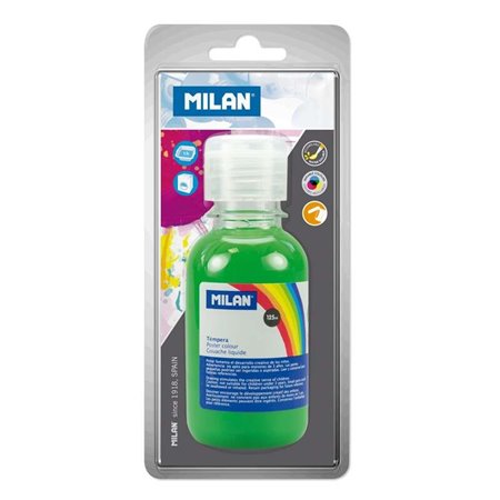 Garrafa Milan Tempera 125 ml - Tampa Dispenser - Secagem Rápida - Misturável - Cor Verde Claro