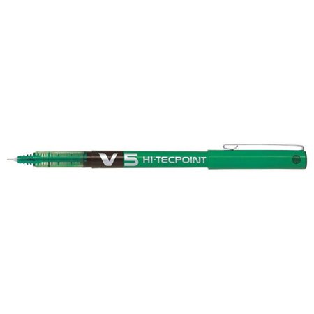 Caneta de tinta líquida Pilot V5 HI-Tecpoint Rollerball - Ponta de agulha fina 0,5 mm - Curso 0,3 mm - Cor verde