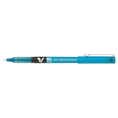 Caneta de tinta líquida Pilot V5 HI-Tecpoint Rollerball - ponta de agulha fina 0,5 mm - curso 0,3 mm - cor azul claro