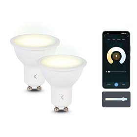 Ksix Pacote de 2 lâmpadas inteligentes Smartled - CCT - 5,5W - GU10 Ksix Pacote de 2 lâmpadas inteligentes Smartled - CCT - 5,5W - GU10